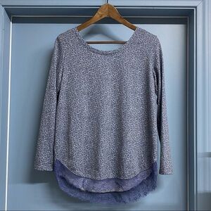 Lauren Conrad Long Sleeve Floral Blouse with Lace Detail Bow Women's S